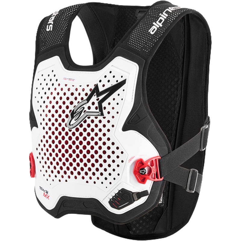 Alpinestars TECH-AIR®MX plazmas sistēmas gaisa spilvenu veste, balta-melna-sarkana
