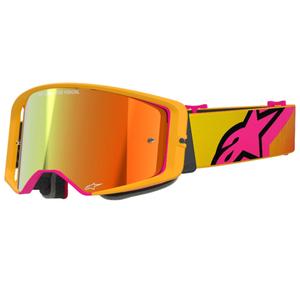 Alpinestars Supertech Corp motokrosa brilles dzelteni-rozā krāsā ar spoguļstikla sarkanu lēcu