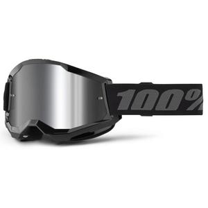 Motokrosa brilles 100% STRATA 2 New black (silver plexi)