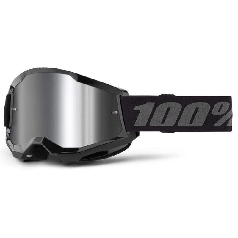 Motokrosa brilles 100% STRATA 2 New black (silver plexi)