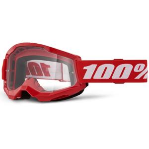 Motokrosa brilles 100% STRATA 2 Jaunas sarkanas (caurspīdīgs pleksi)
