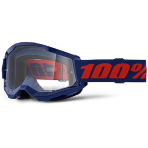Motokrosa brilles 100% STRATA 2 Jaunas tumši zilas (caurspīdīgs pleksi)