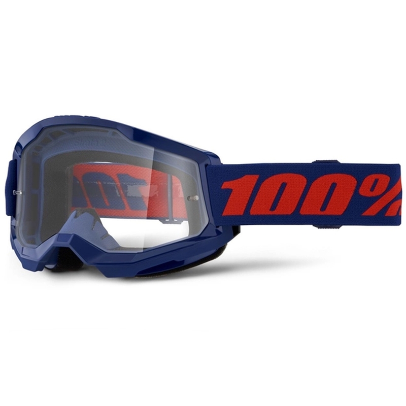 Motokrosa brilles 100% STRATA 2 Jaunas tumši zilas (caurspīdīgs pleksi)