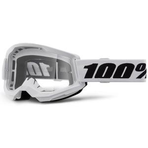 Motokrosa brilles 100% STRATA 2 Jaunas baltas (caurspīdīgs pleksi)