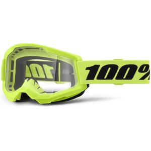 Motokrosa brilles 100% STRATA 2 New fluo yellow (caurspīdīgs pleksi)