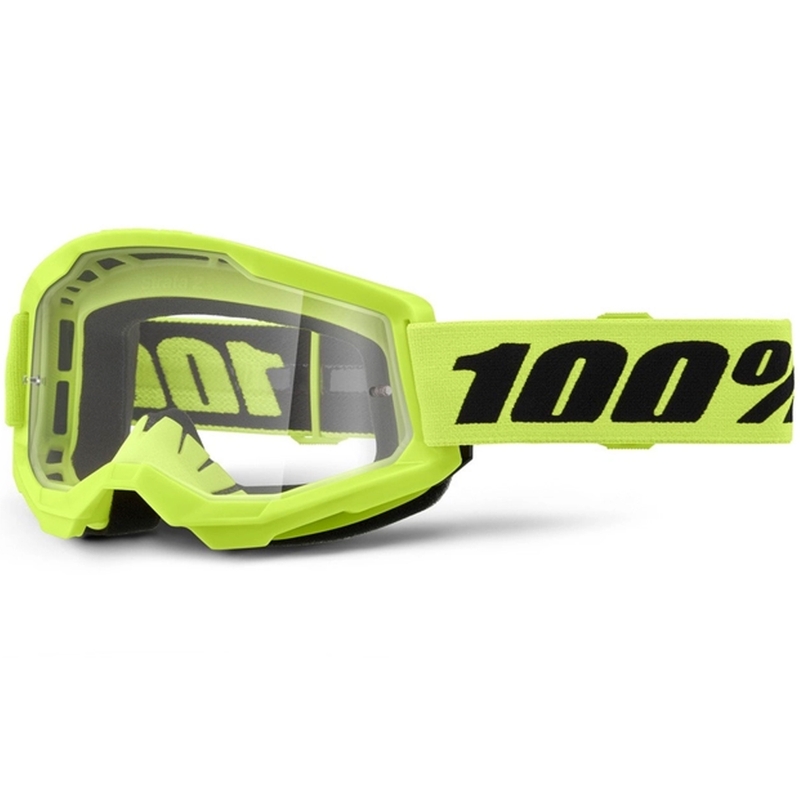 Motokrosa brilles 100% STRATA 2 New fluo yellow (caurspīdīgs pleksi)