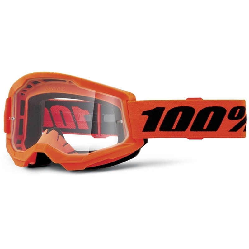 Motokrosa brilles 100% STRATA 2 New orange (caurspīdīgs pleksi)