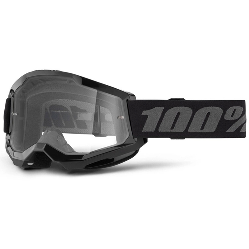 Motokrosa brilles 100% STRATA 2 New black (caurspīdīgs pleksi)