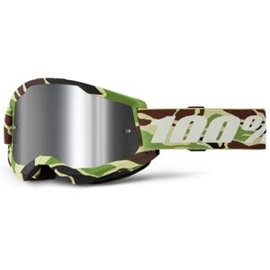 Motokrosa brilles 100% STRATA 2 New War Camo green (sudraba pleksi)
