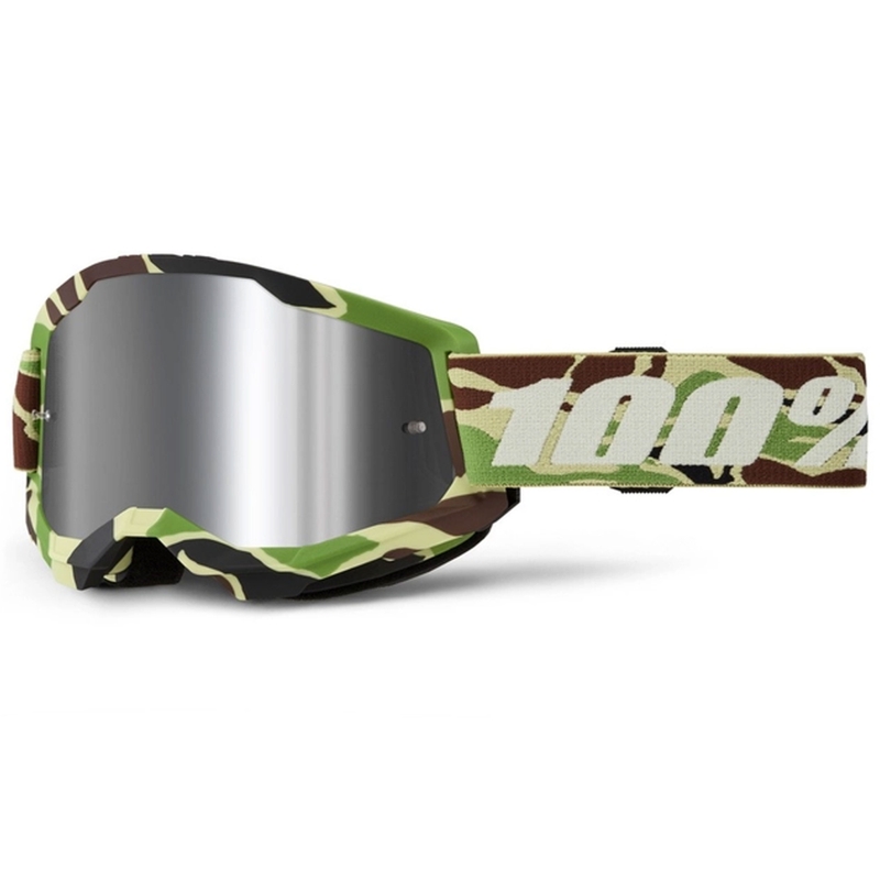 Motokrosa brilles 100% STRATA 2 New War Camo green (sudraba pleksi)