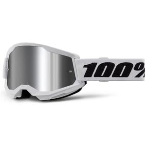 Motokrosa brilles 100% STRATA 2 New white (silver plexi)