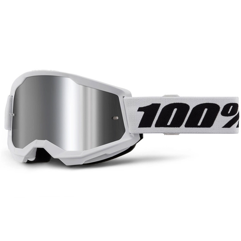 Motokrosa brilles 100% STRATA 2 New white (silver plexi)