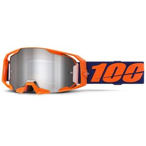100% ARmatic neona oranžas motokrosa brilles ar sudraba spoguļstikla pleksi pārklājumu