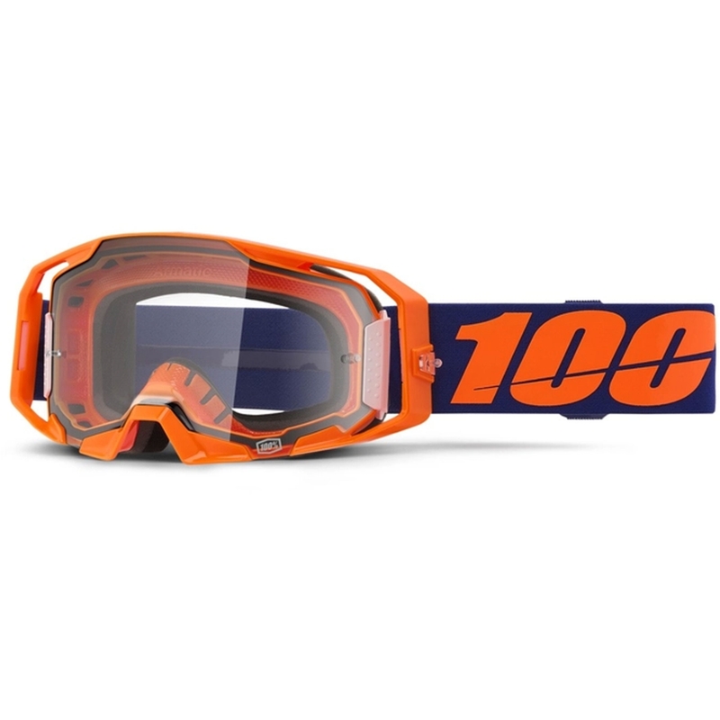 Motokrosa brilles 100% ARmatic Neon Orange ar caurspīdīgu pleksi