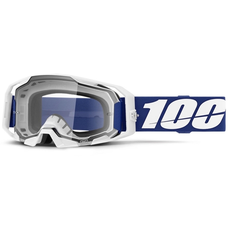 Motokrosa brilles 100% ARmatic zilas ar caurspīdīgu pleksi