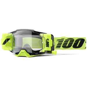 Motokrosa brilles 100% - ASV Armega Forecast fluo green (caurspīdīgs stikls)