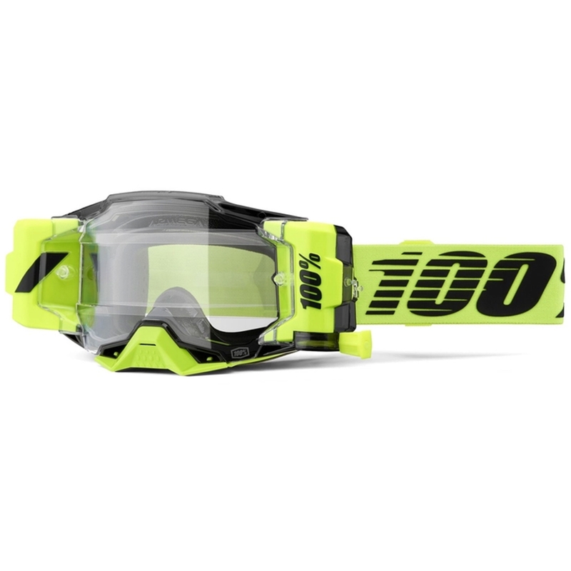Motokrosa brilles 100% - ASV Armega Forecast fluo green (caurspīdīgs stikls)