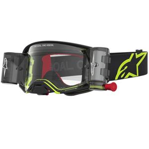 Alpinestars Supertech Firma motokrosa brilles melnas-fluorescentas ar caurspīdīgu pleksiglasu