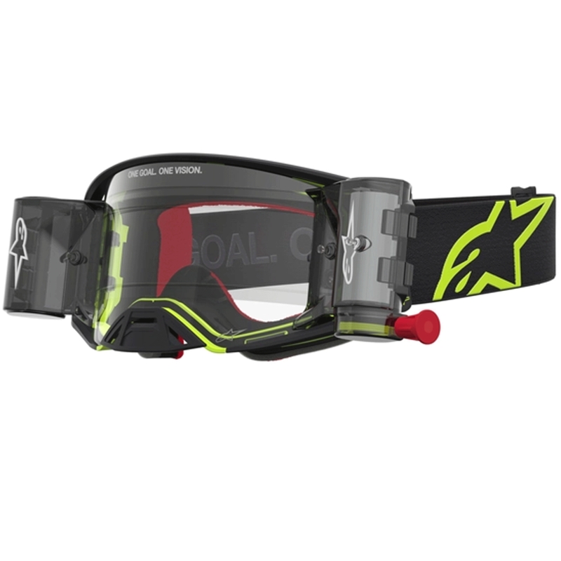 Alpinestars Supertech Firma motokrosa brilles melnas-fluorescentas ar caurspīdīgu pleksiglasu