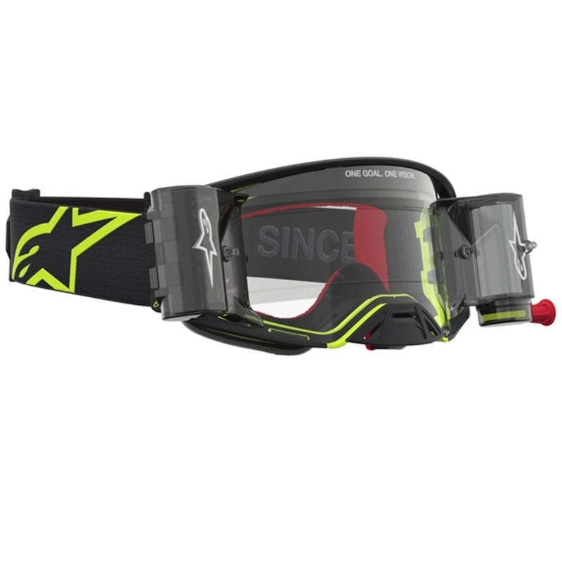 Alpinestars Supertech Firma motokrosa brilles melnas-fluorescentas ar caurspīdīgu pleksiglasu