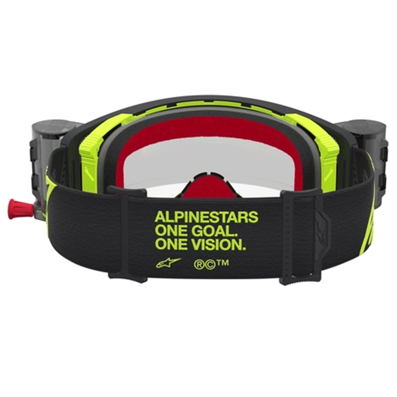 Alpinestars Supertech Firma motokrosa brilles melnas-fluorescentas ar caurspīdīgu pleksiglasu