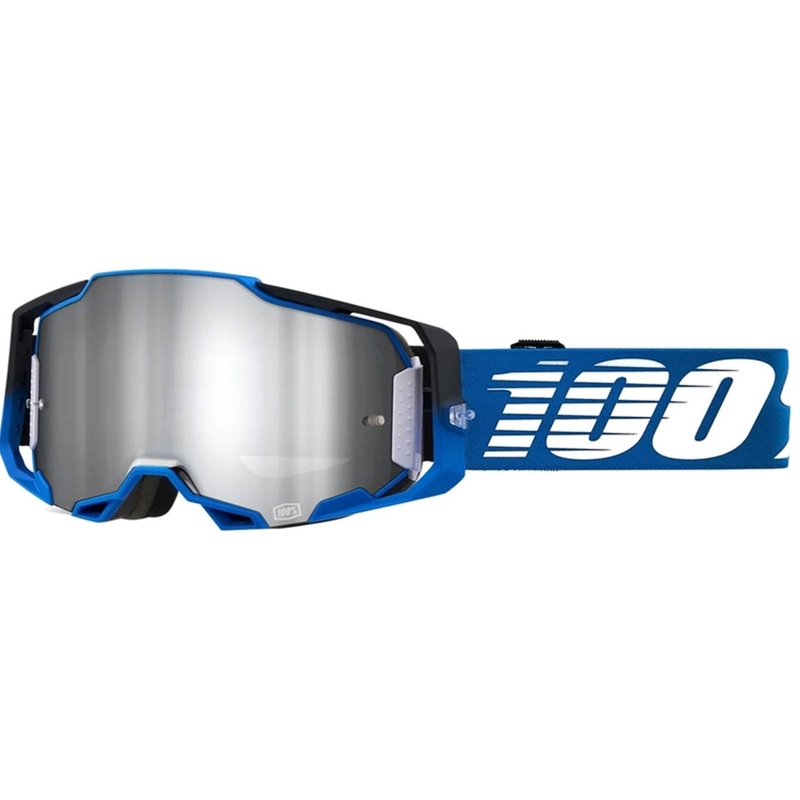 Motokrosa brilles 100% ARMEGA Rockchuck melns-balts-zils (sudraba pleksi)