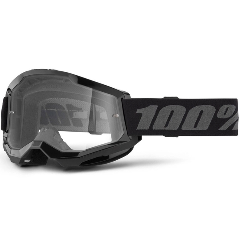 Bērnu motokrosa brilles 100% STRATA 2 black clear plexi