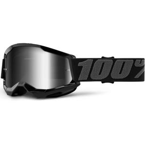 Bērnu motokrosa brilles 100% STRATA 2 black (sudraba spoguļstikla pleksi)