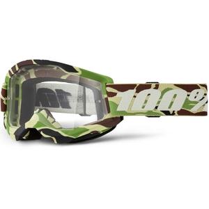 Motokrosa brilles 100% STRATA 2 New War Camo green (caurspīdīgs pleksi)