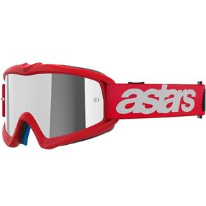 Alpinestars Vision Youth Blaze sarkanas bērnu motokrosa brilles ar spoguļstikliem sudraba krāsā