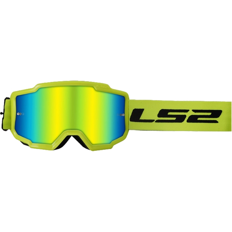 LS2 Charger H-V motokrosa brilles dzeltenas ar iridija pleksi
