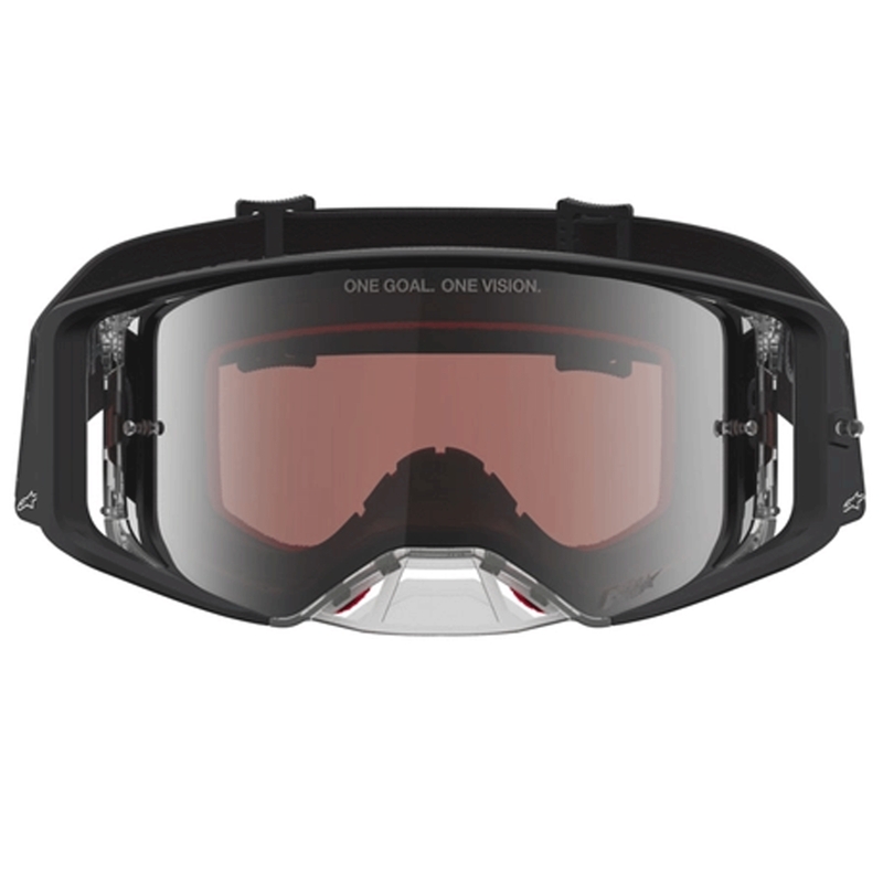Alpinestars Supertech Cloak motokrosa brilles, melnas ar spoguļstiklu un sudrabainu pleksiglasu
