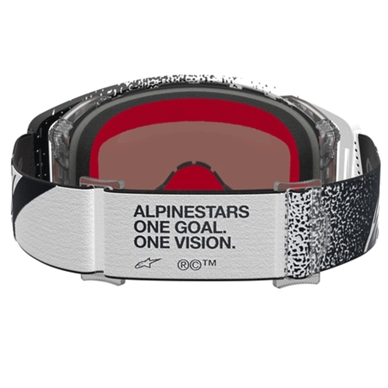 Alpinestars Supertech motokrosa brilles, baltas-melnas ar spoguļsudraba plexiglasu