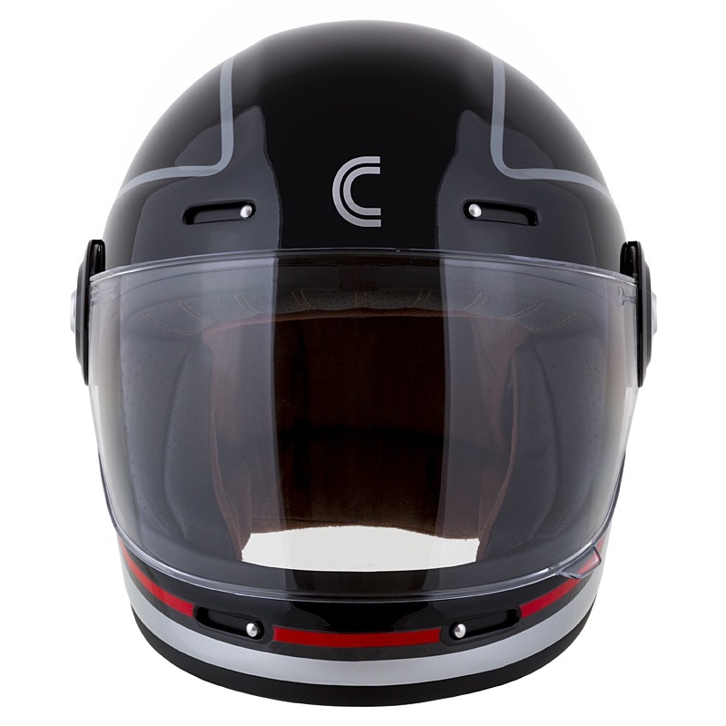Cassida Fibre Jawa Sport pilnas sejas motocikla ķivere melna-sudrabaina-sarkana 2 - II. kvalitāte