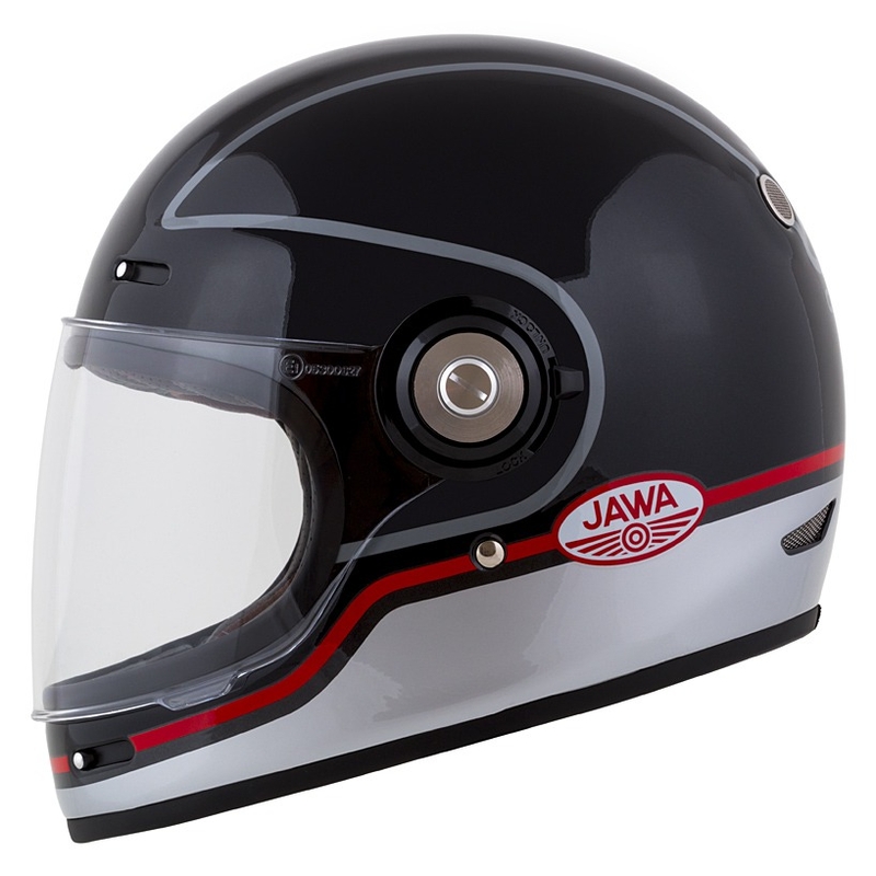 Cassida Fibre Jawa Sport pilnas sejas motocikla ķivere melna-sudrabaina-sarkana 2 - II. kvalitāte