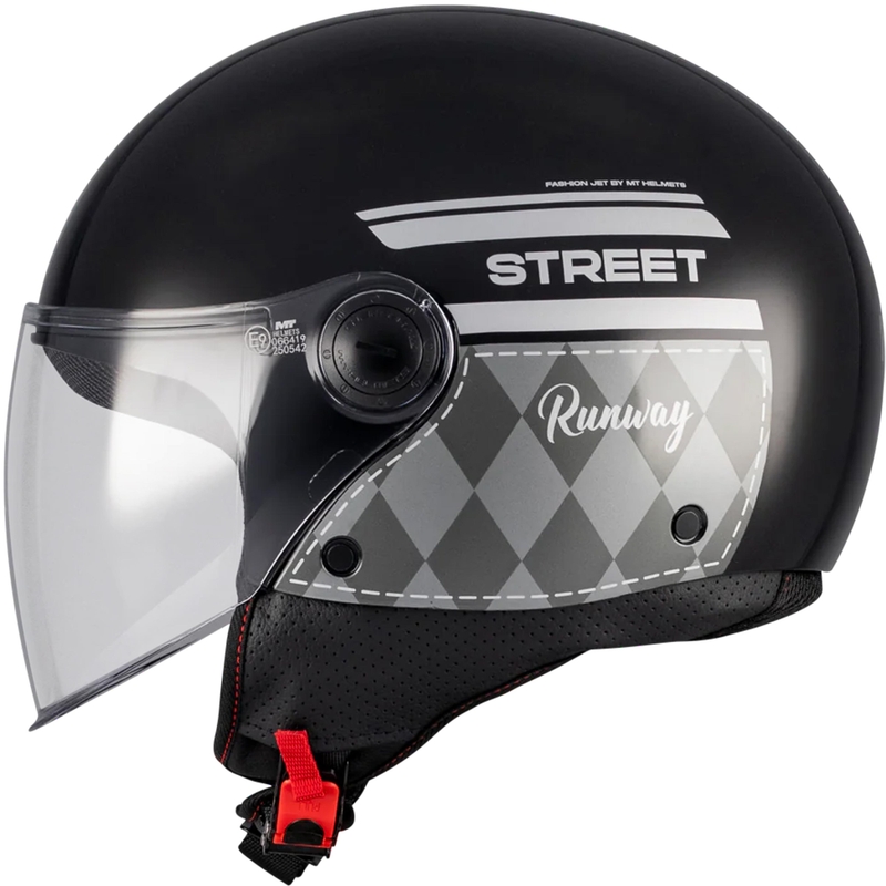 Atvērtā motocikla ķivere MT Street S Runway B2 melna-pelēka - II. kvalitāte