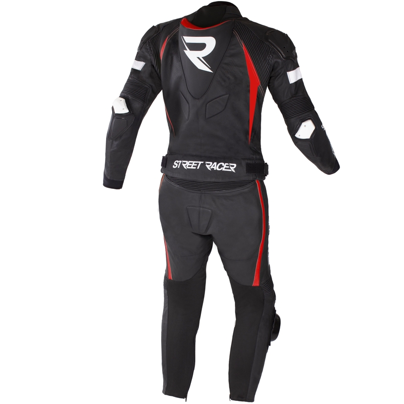 Street Racer Fast Track 2.1 melns un sarkans ādas motocikla kombinezons - II. kvalitāte
