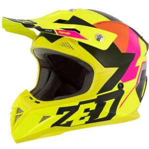 Bērnu motokrosa ķivere ZED X1.9 Tendo fluo dzeltena-rozā-oranža-melna - II. kvalitāte
