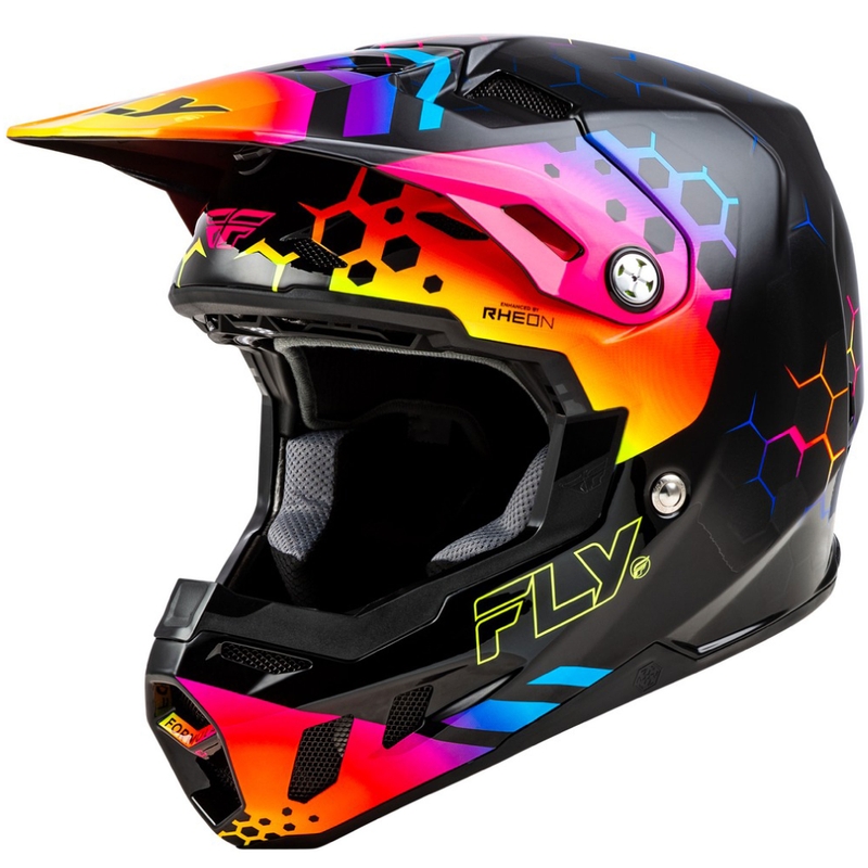 Motokrosa ķivere FLY Racing Formula CC Tektonic melna-dzeltena-rozā - II. kvalitāte