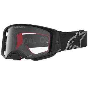Alpinestars Supertech Vesta motokrosa brilles melnas-sudrabainas ar caurspīdīgu pleksiglasu