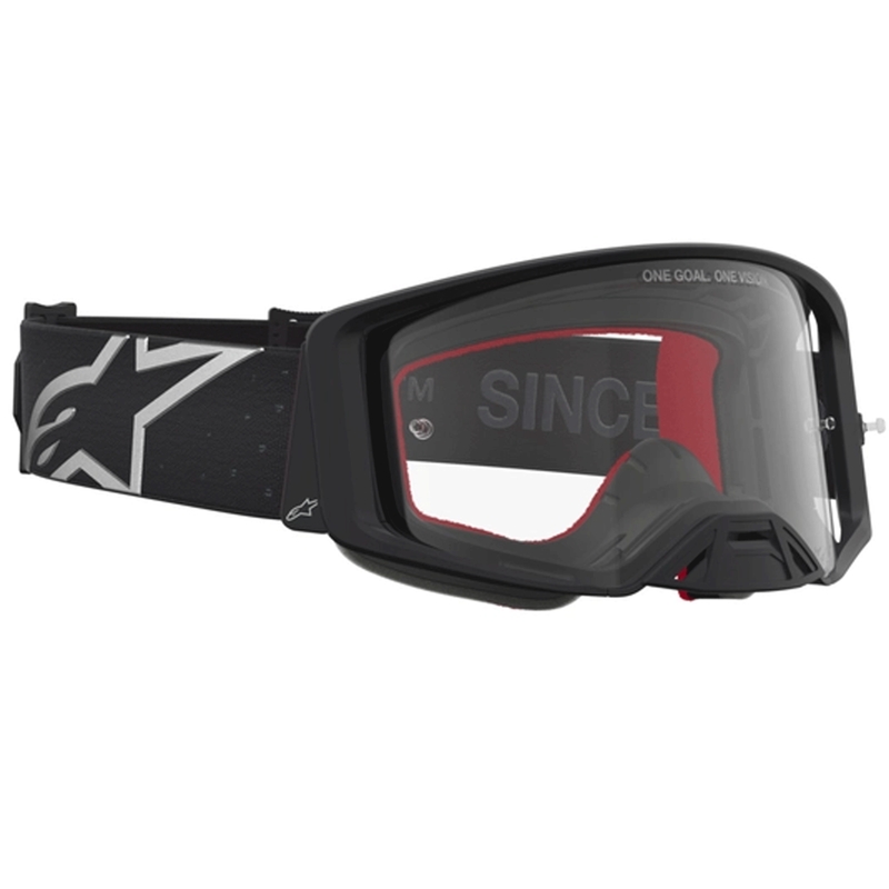 Alpinestars Supertech Vesta motokrosa brilles melnas-sudrabainas ar caurspīdīgu pleksiglasu