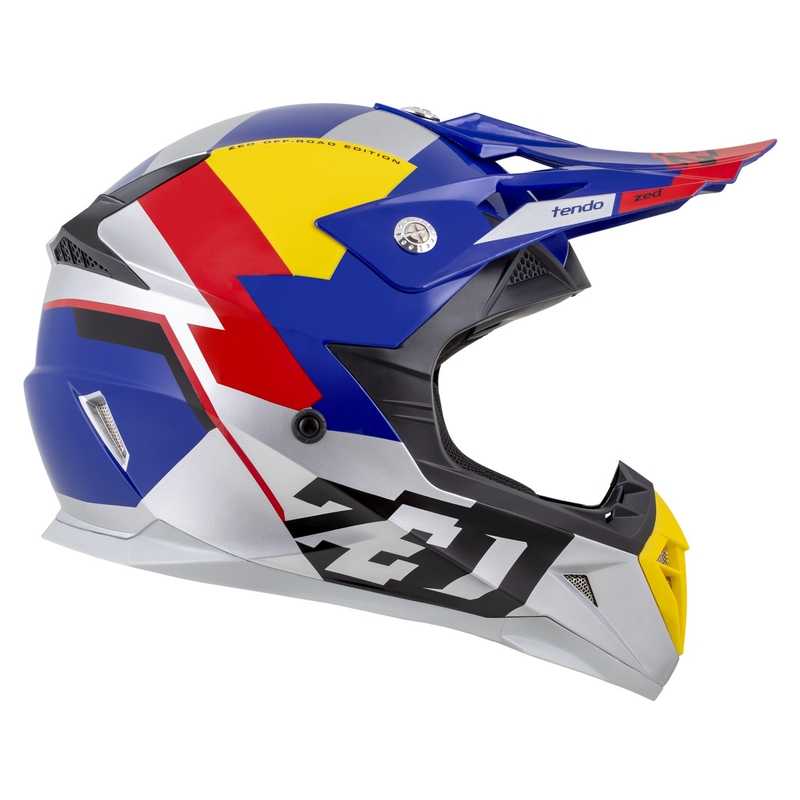Motokrosa ķivere ZED X1.9 Tendo pearl blue-red-yellow-silver - II. kvalitāte