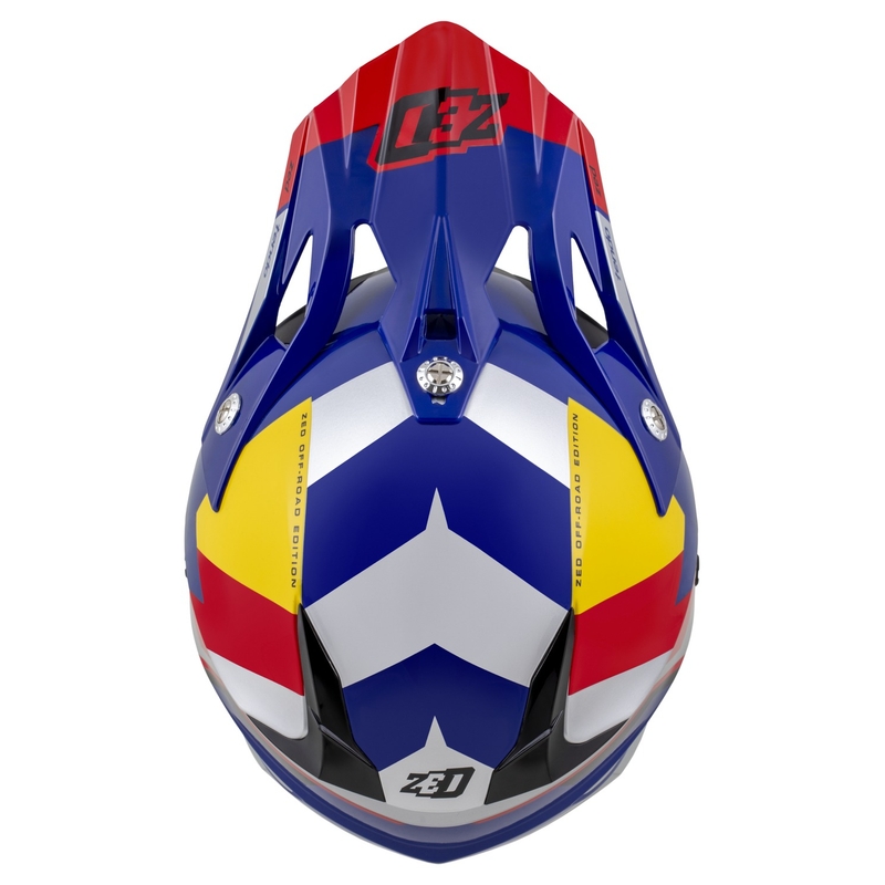 Motokrosa ķivere ZED X1.9 Tendo pearl blue-red-yellow-silver - II. kvalitāte