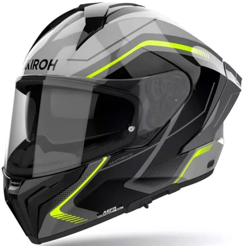 Integrālā motocikla ķivere Airoh MATRYX Wide melna-pelēka-dzeltena