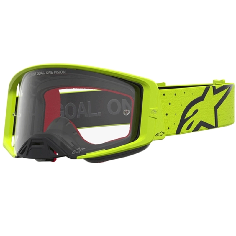 Alpinestars Supertech Vesta fluo dzelteni melnas motokrosa brilles (caurspīdīgs pleksiglass)
