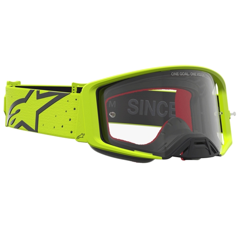 Alpinestars Supertech Vesta fluo dzelteni melnas motokrosa brilles (caurspīdīgs pleksiglass)