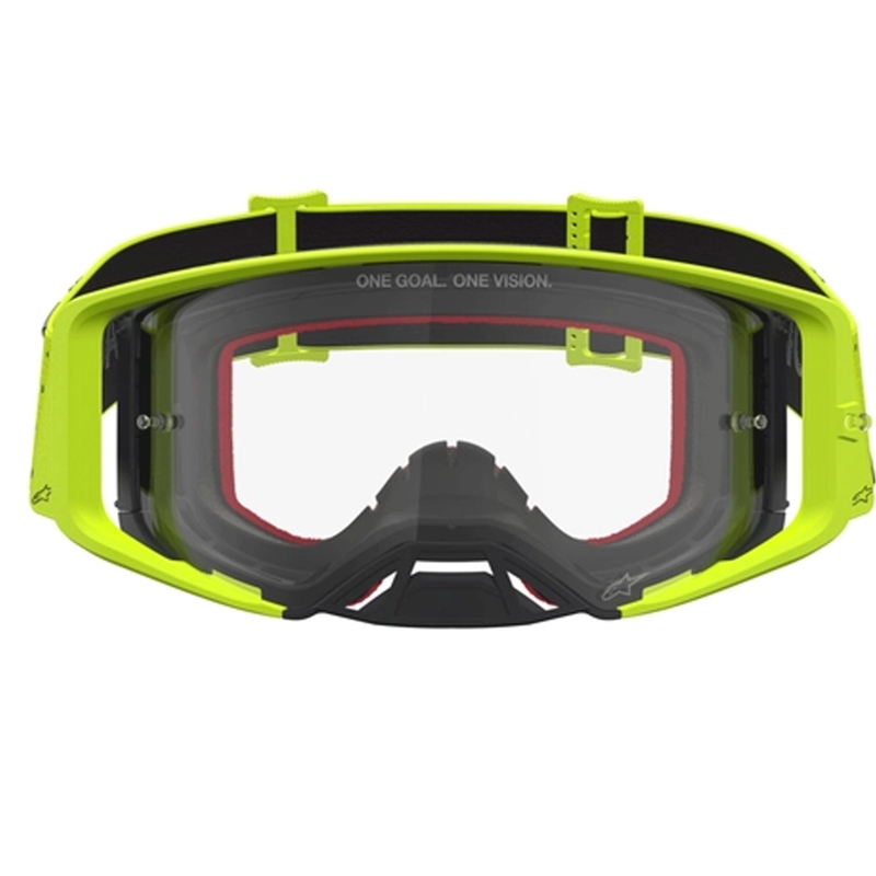 Alpinestars Supertech Vesta fluo dzelteni melnas motokrosa brilles (caurspīdīgs pleksiglass)