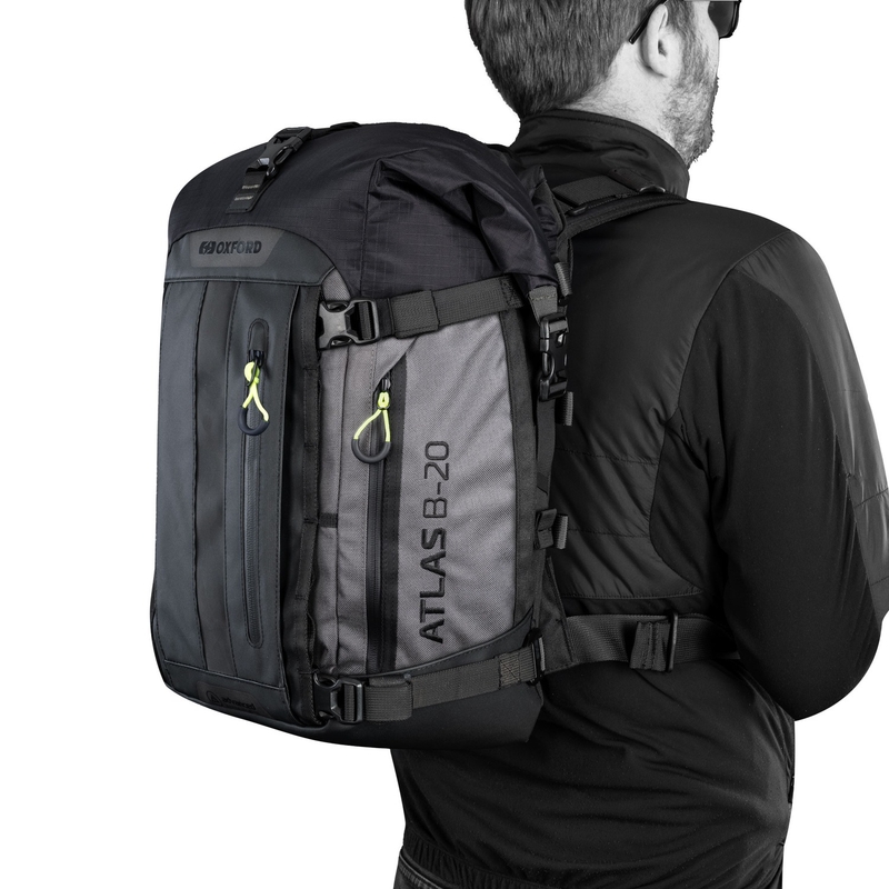 Motocikla soma Oxford Atlas B-20 Advanced Backpack 20 l pelēka - II. kvalitāte