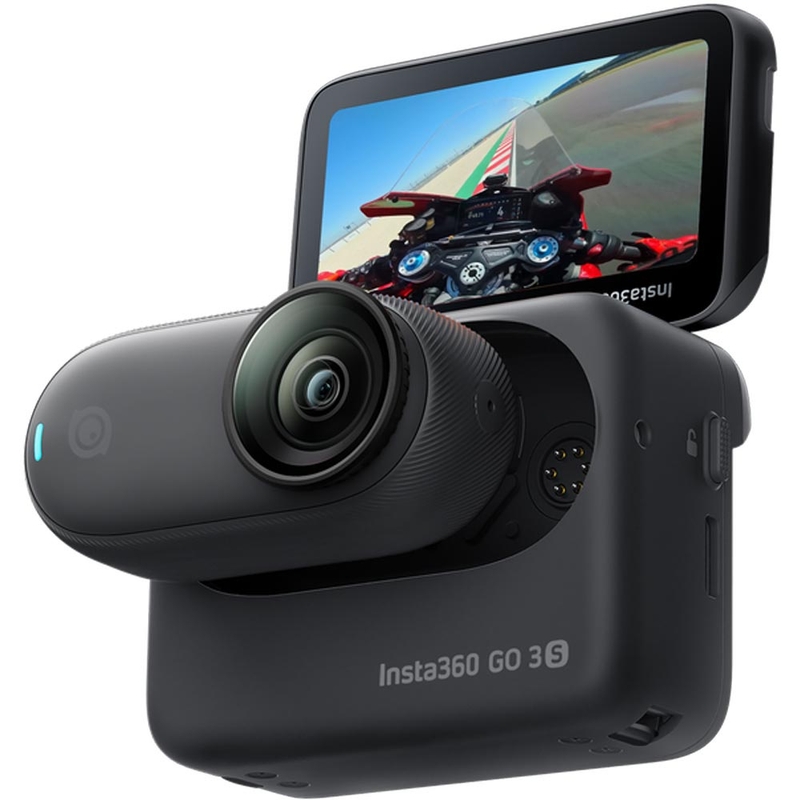 Insta360 GO 3S motocikla ķiverē ievietojama POV komplekta darbības kamera, melna