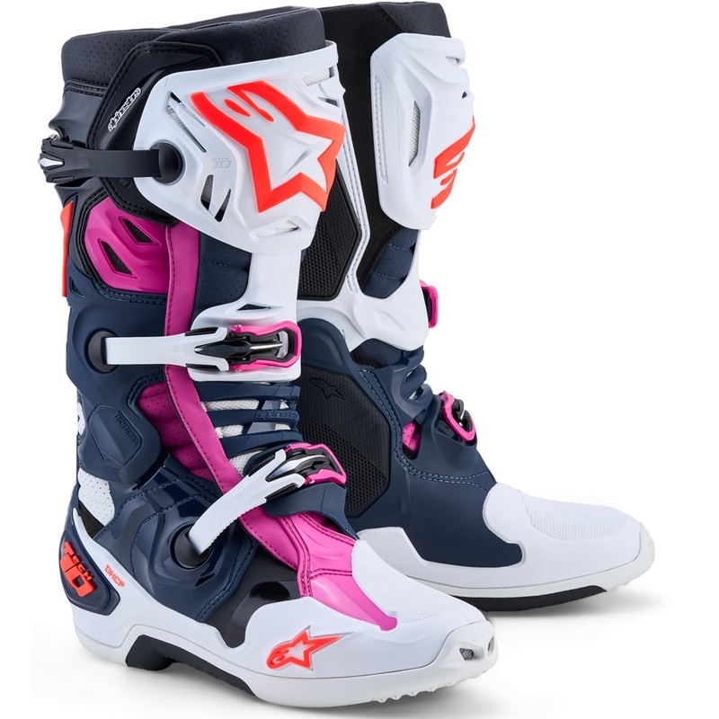 Alpinestars TECH 10 Superventilēti motokrosa zābaki tumši zili-balti-melni-violeti